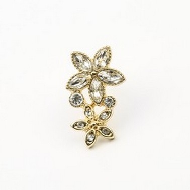 Gold stud flower with crystal (Pair)